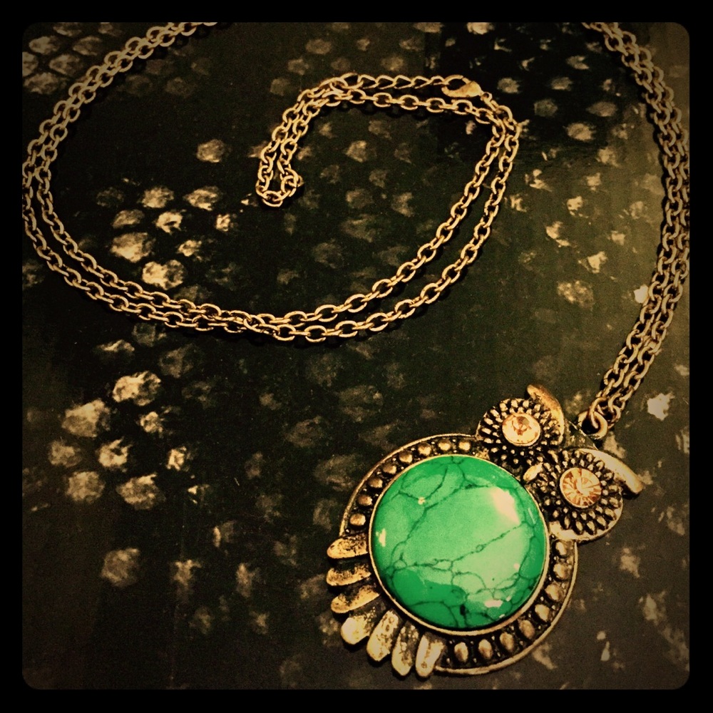 Long chain, chunky owl necklace